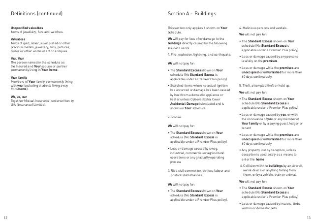 Home Insurance Policy Booklet Together Mutual