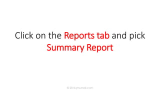 Click on the Reports tab and pick
Summary Report
© 2016 jmumali.com
 