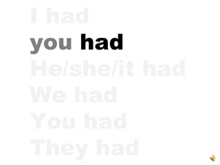 I had you   had He/she/it had We had You had They had 