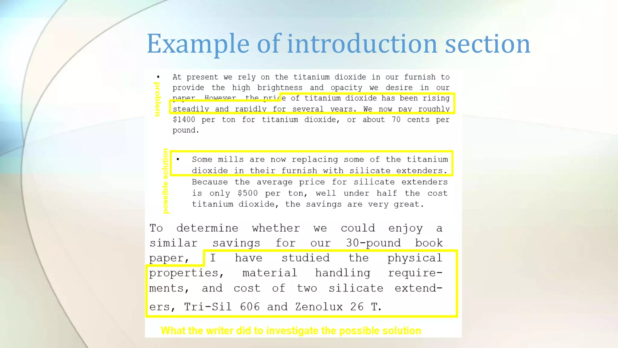 Example of introduction section
 