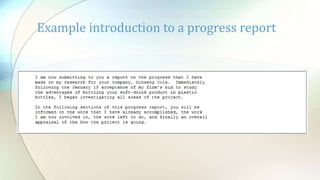 Progress Report Technical Writing Example TYPES OF TECHNICAL REPORTS | PPTX
