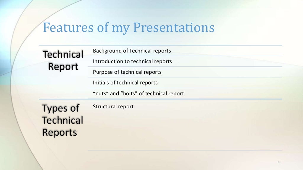 TYPES OF TECHNICAL REPORTS