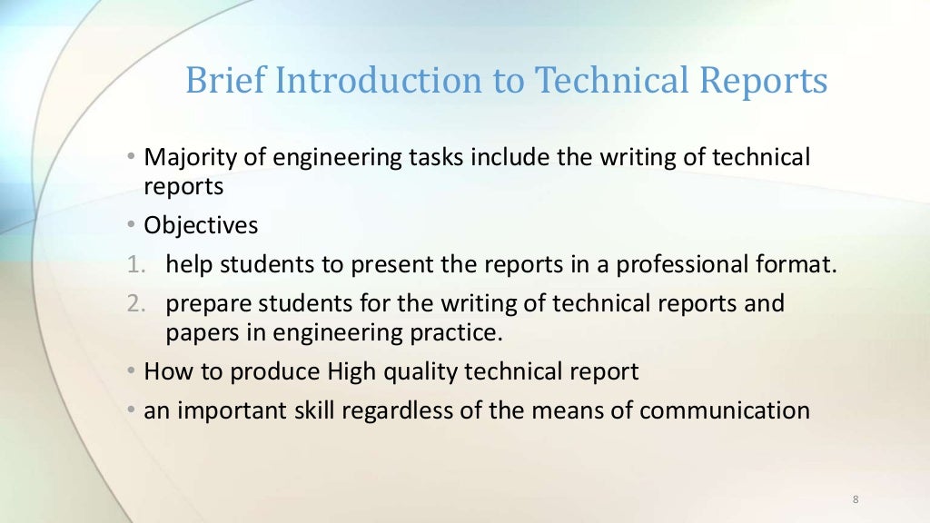 TYPES OF TECHNICAL REPORTS