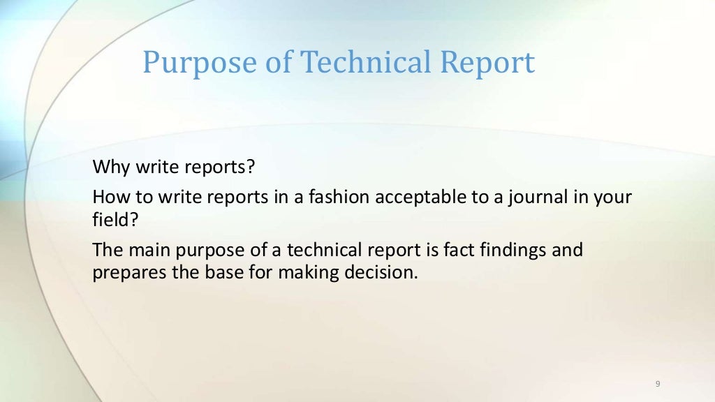 TYPES OF TECHNICAL REPORTS