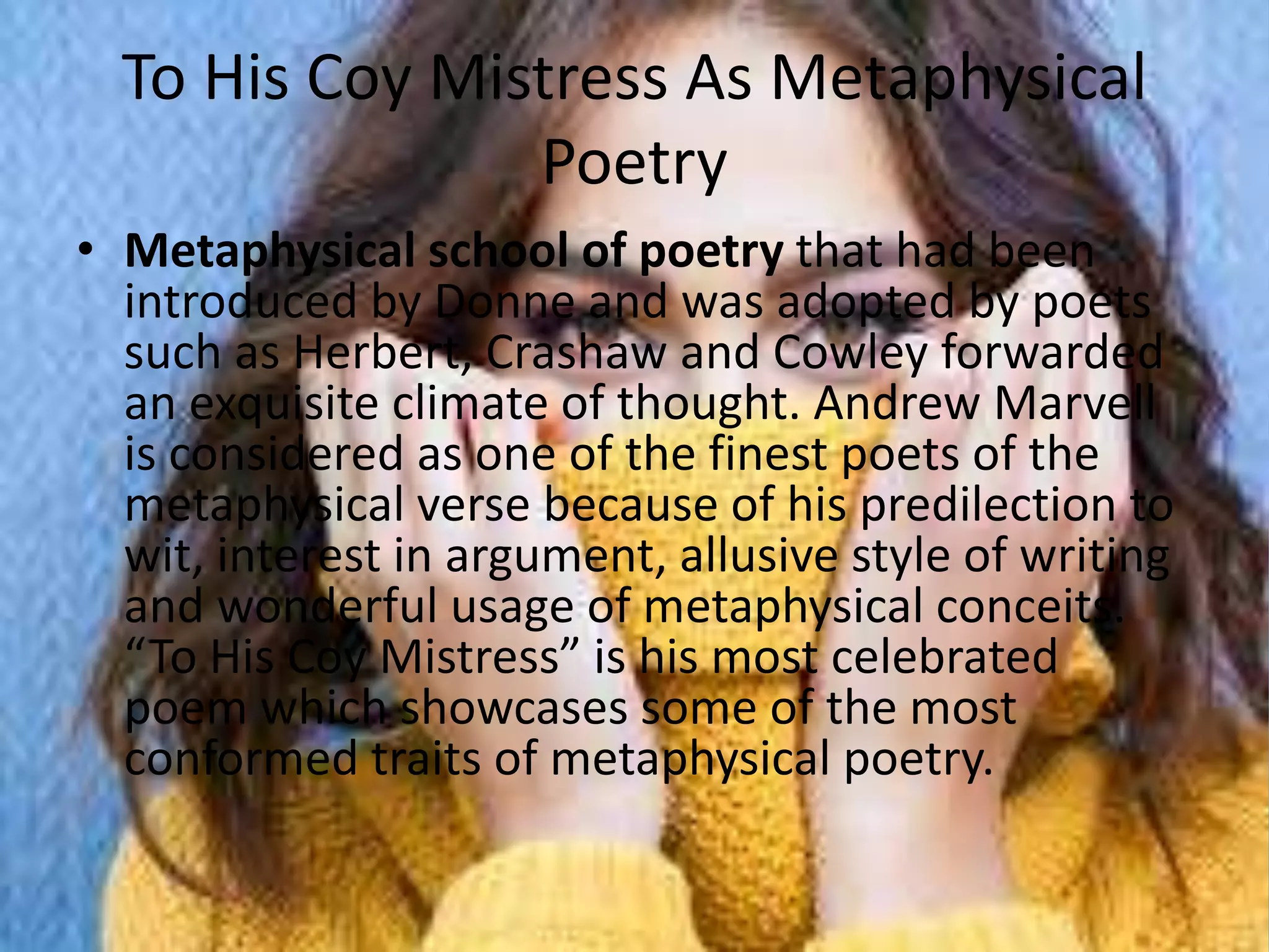 to his coy mistress poem