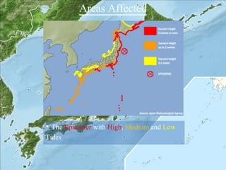 Areas Affected
• The Epicenter with High, Medium and Low
Tides
 