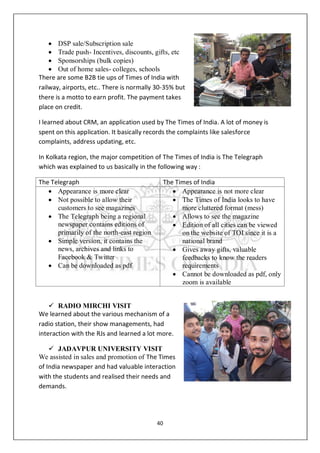TIMES OF INDIA SUMMER INTERNSHIP DETAILED REPORT | PDF