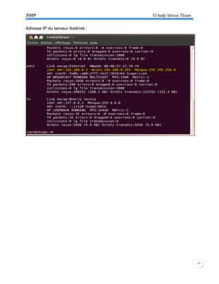 TOIP El hadji Idrissa Thiam 
13 
Adresse IP du serveur Astérisk : 
 