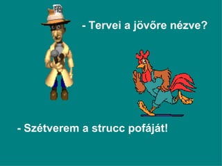 - Szétverem a strucc pofáját! - Tervei a jövőre nézve? 