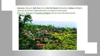 Komana, (Bizans), Kah-Cun (İran), Dar Ün-Nusret (Selçuklu), Sobaru (Moğol),
adlarıyla da bilinen Tokat (Osmanlı ve Türkiye Cumhuriyeti
Dönemi), Türkiye’nin Karadeniz Bölgesi’nde yer alan illerinden biridir.
 