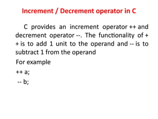 Comprehensive Guide to Operators in C Programming Language | PPTX