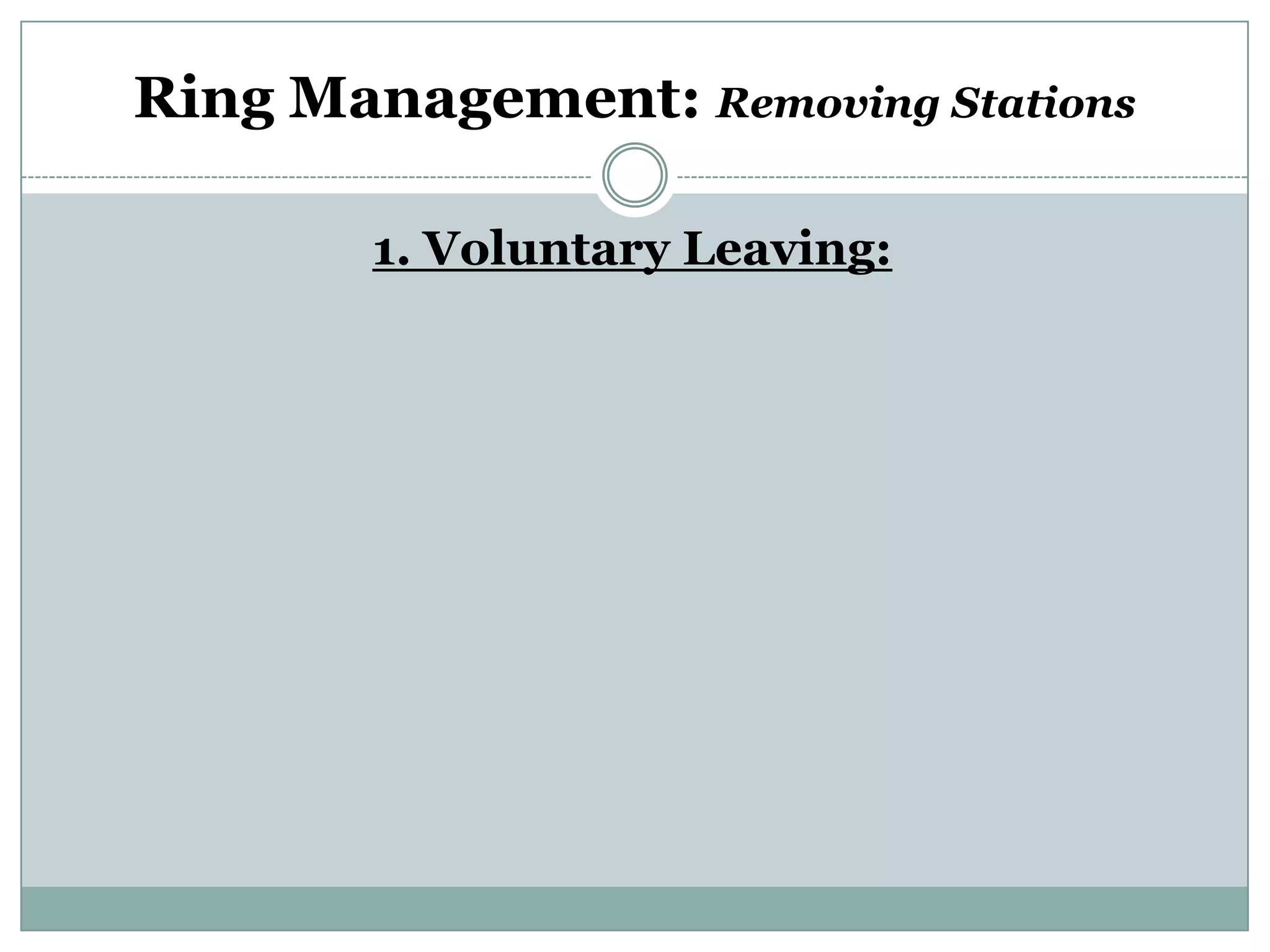 Ring Management: Removing Stations

        1. Voluntary Leaving:
 