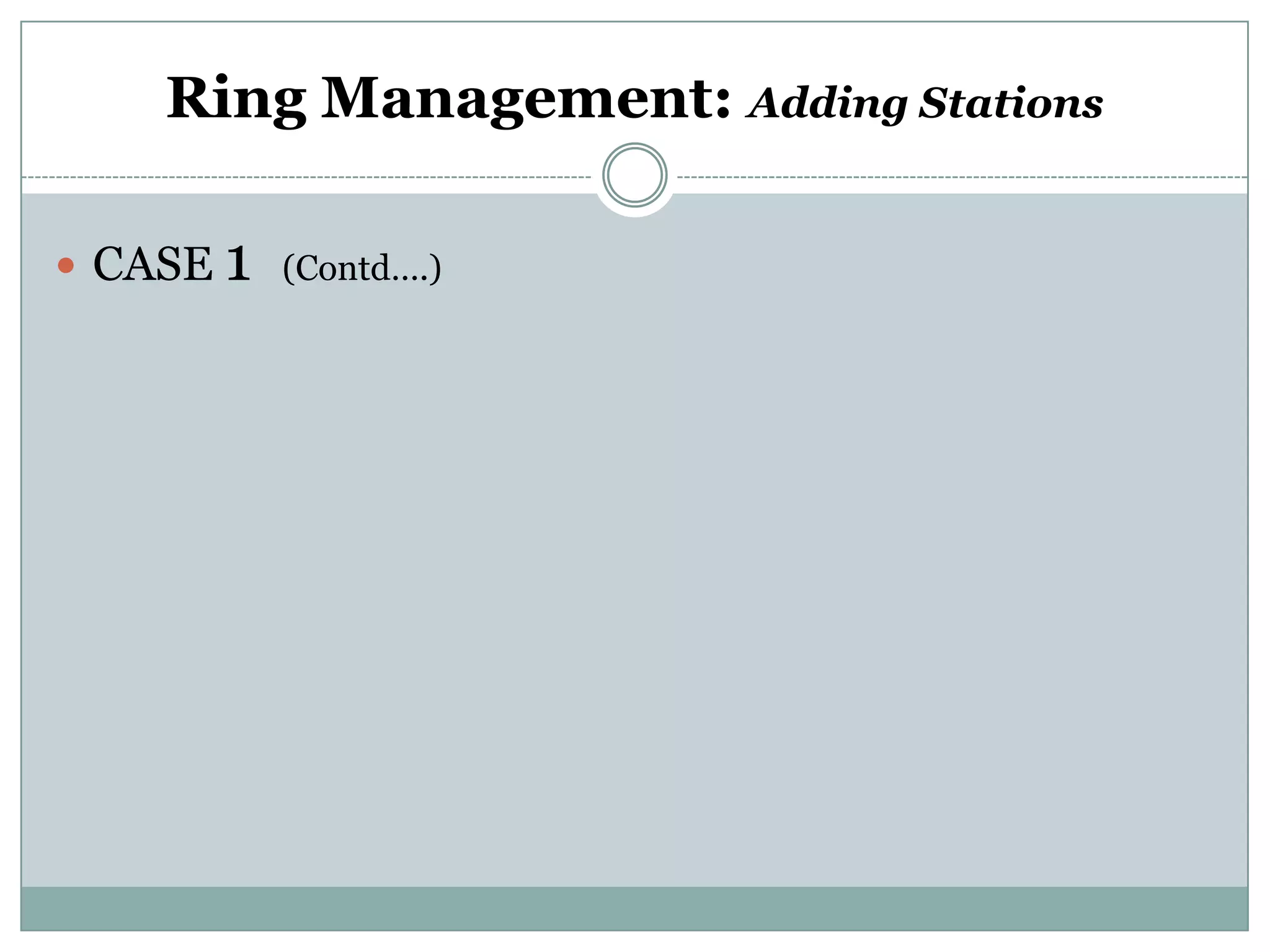 Ring Management: Adding Stations

 CASE 1 (Contd….)
 