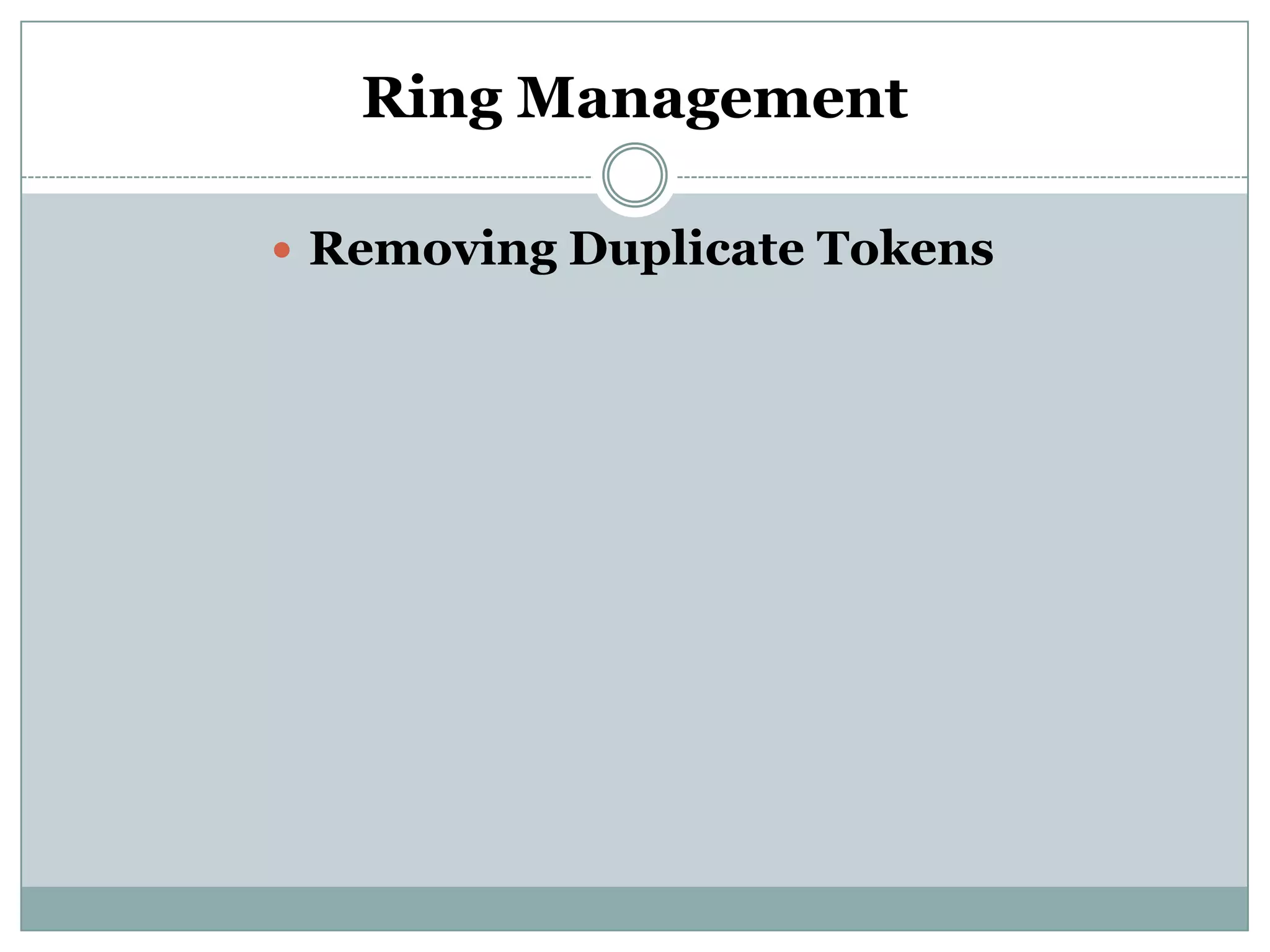 Ring Management

 Removing Duplicate Tokens
 