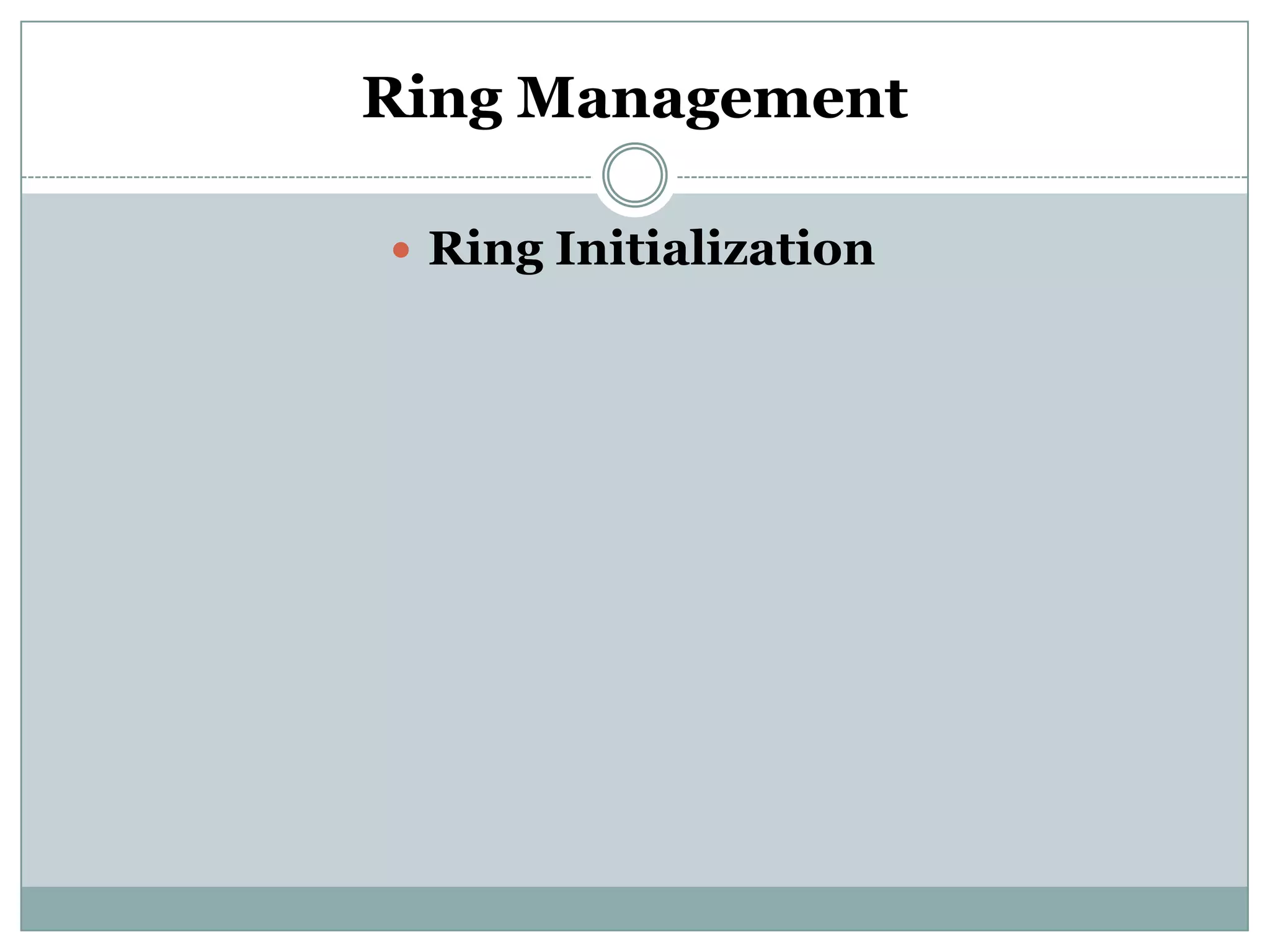 Ring Management

 Ring Initialization
 