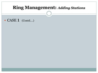 Ring Management: Adding Stations

 CASE 1 (Contd….)
 
