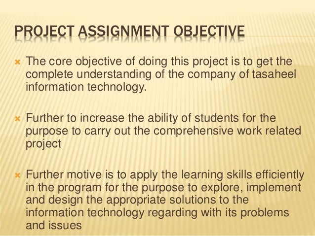 assignment objectives examples