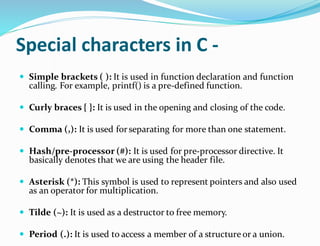 Tokens In C.pdf | Programming Languages | Computing