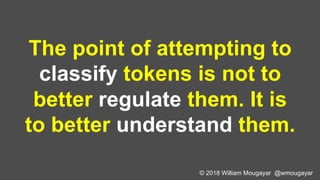The only Token that
matters is the one
being actually used.
© 2018 William Mougayar @wmougayar
 