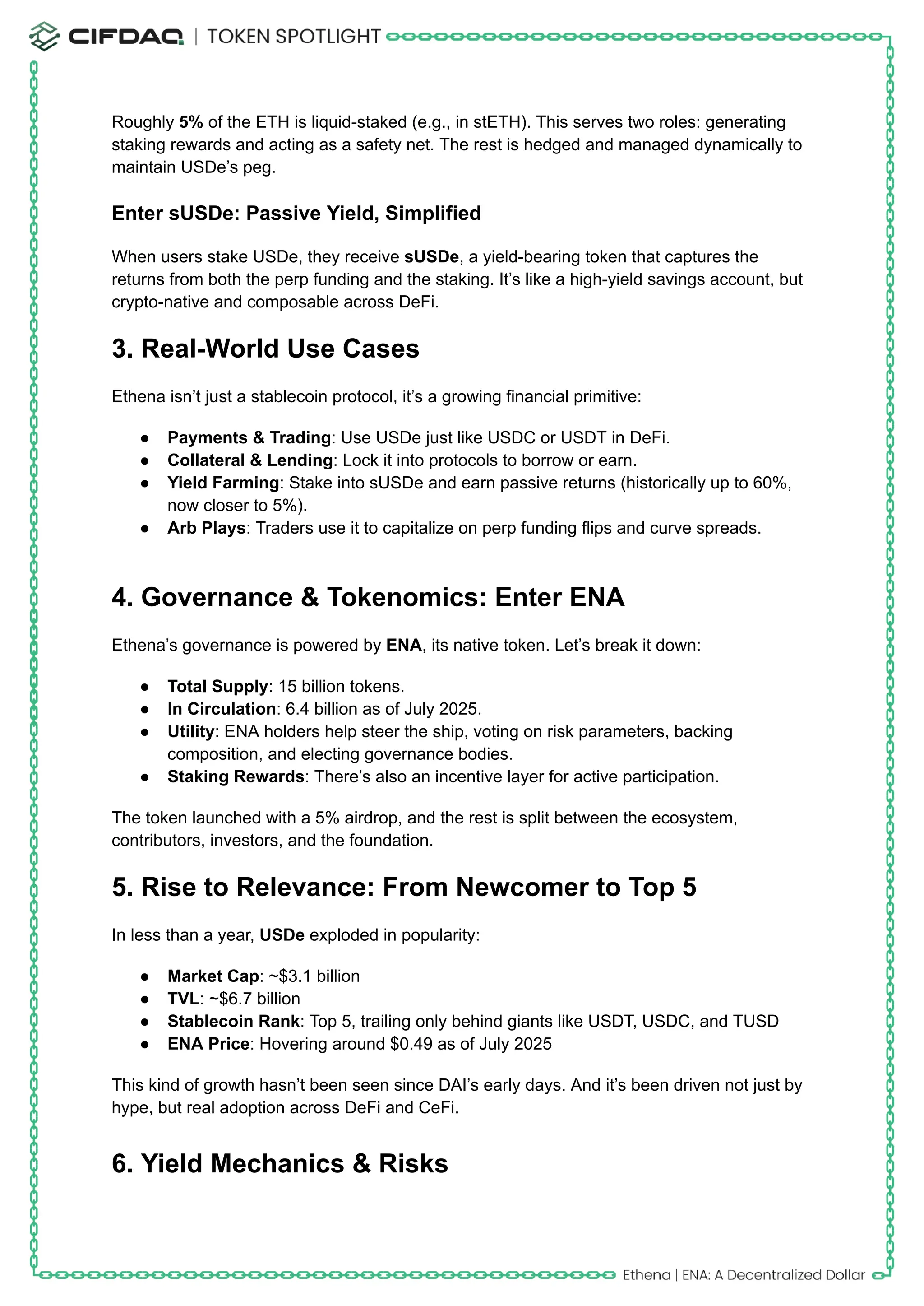 Ethena (ENA) : A Decentralized Dollar | PDF