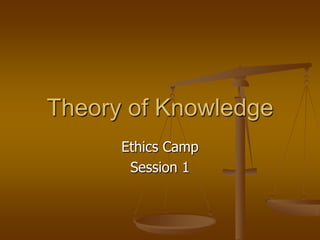 Theory of Knowledge
      Ethics Camp
       Session 1
 