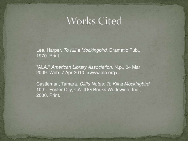work cited for to kill a mockingbird