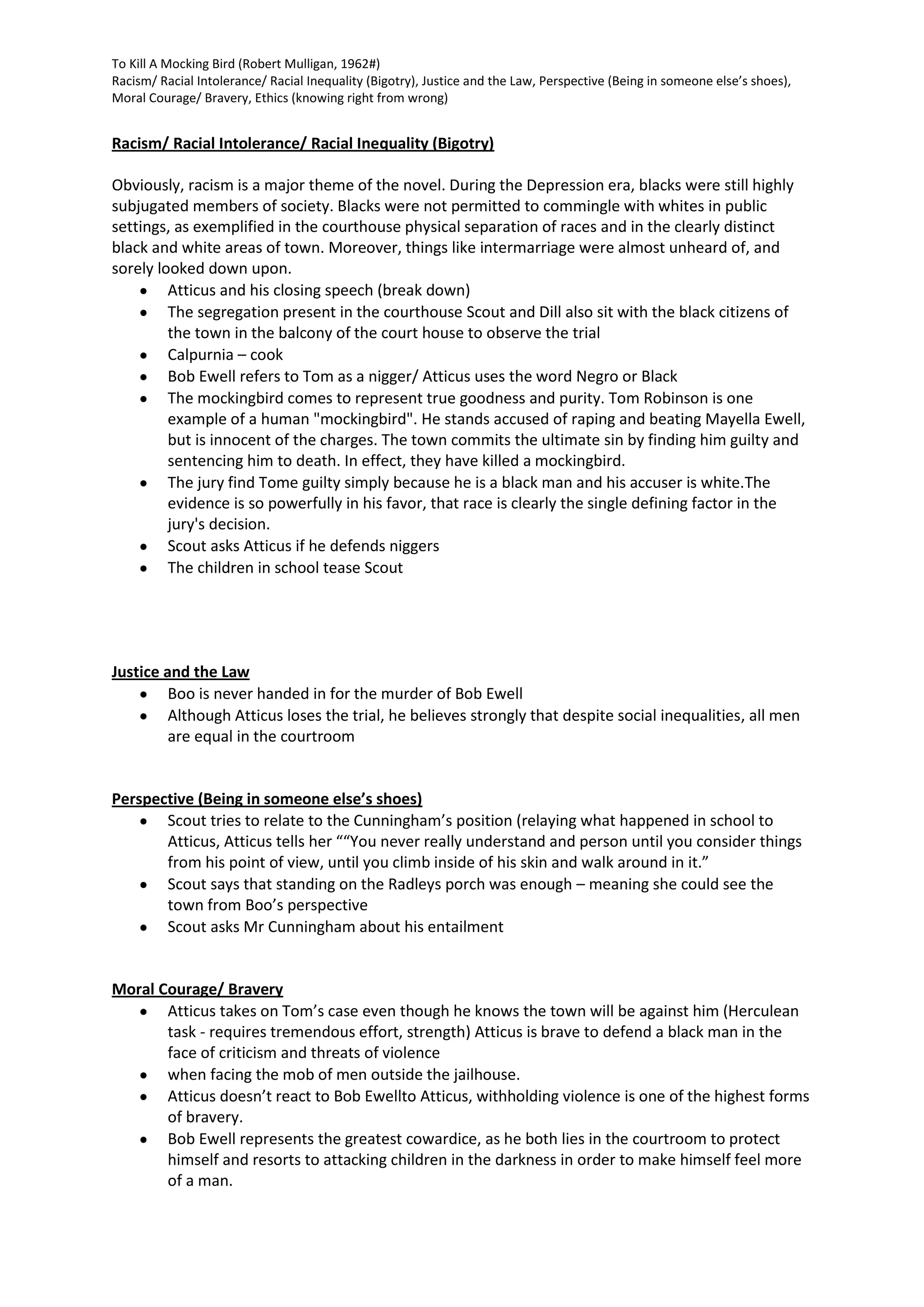 To kill a mocking bird - themes | DOCX | Debated Sensitive Social
