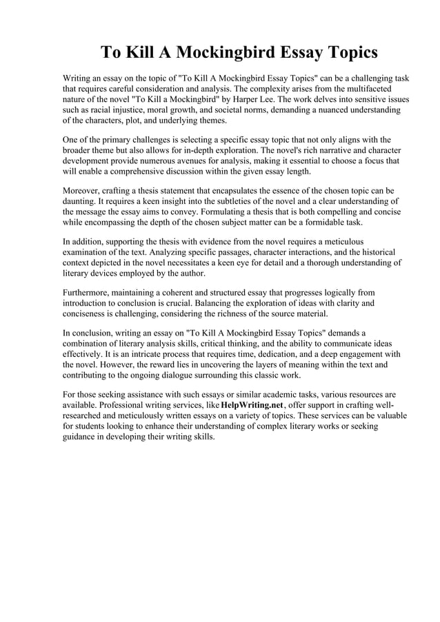 To Kill A Mockingbird Essay Topics.pdf