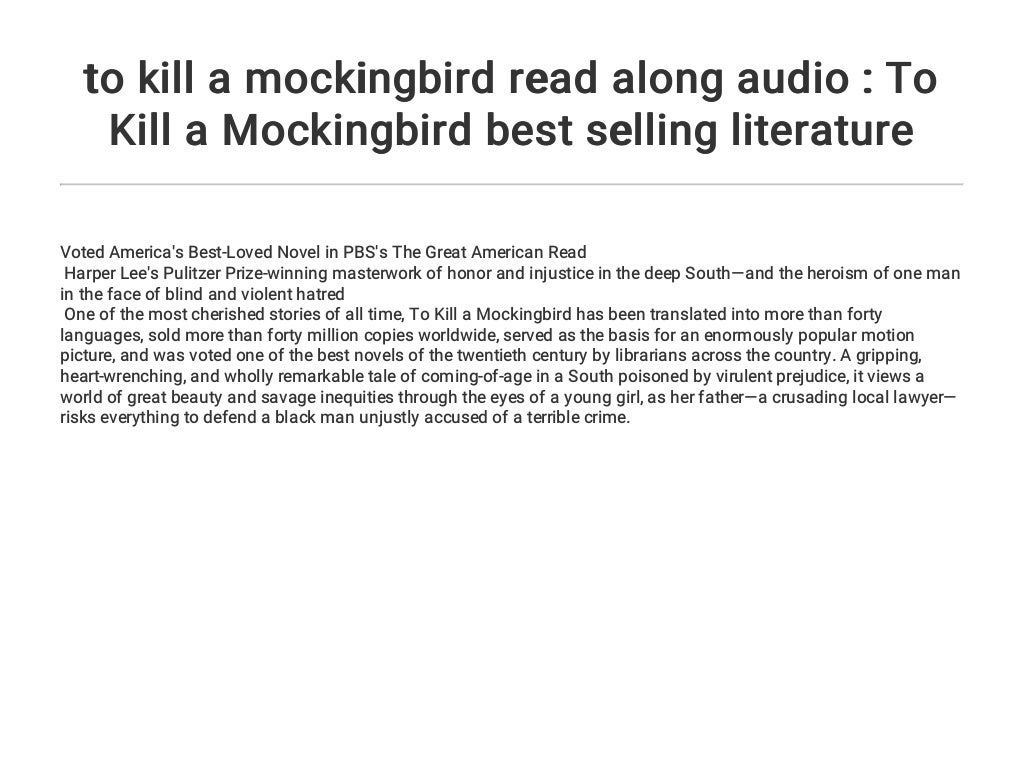 To Kill A Mockingbird Chapter 3 Audiobook to kill a mockingbird read along audio : To Kill a Mockingbird best