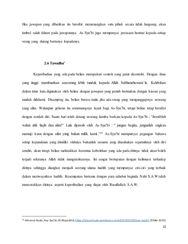 Tokoh Periwayat Hadith Amir As Sya Bi