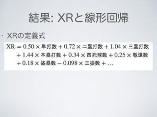 結果: XRと線形回帰
• XRの定義式
 