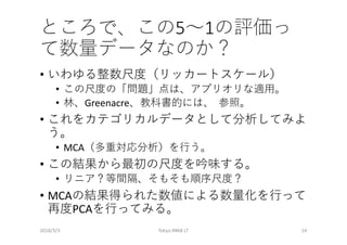5 1
•
•
• Greenacre
•
• MCA
•
•
• MCA
PCA
2018/3/3 Tokyo.R#68 LT 14
 