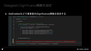 ● SetEnabledなどで重要度の(Significance)関数を設定する
DelegateにSignificance関数を設定
 