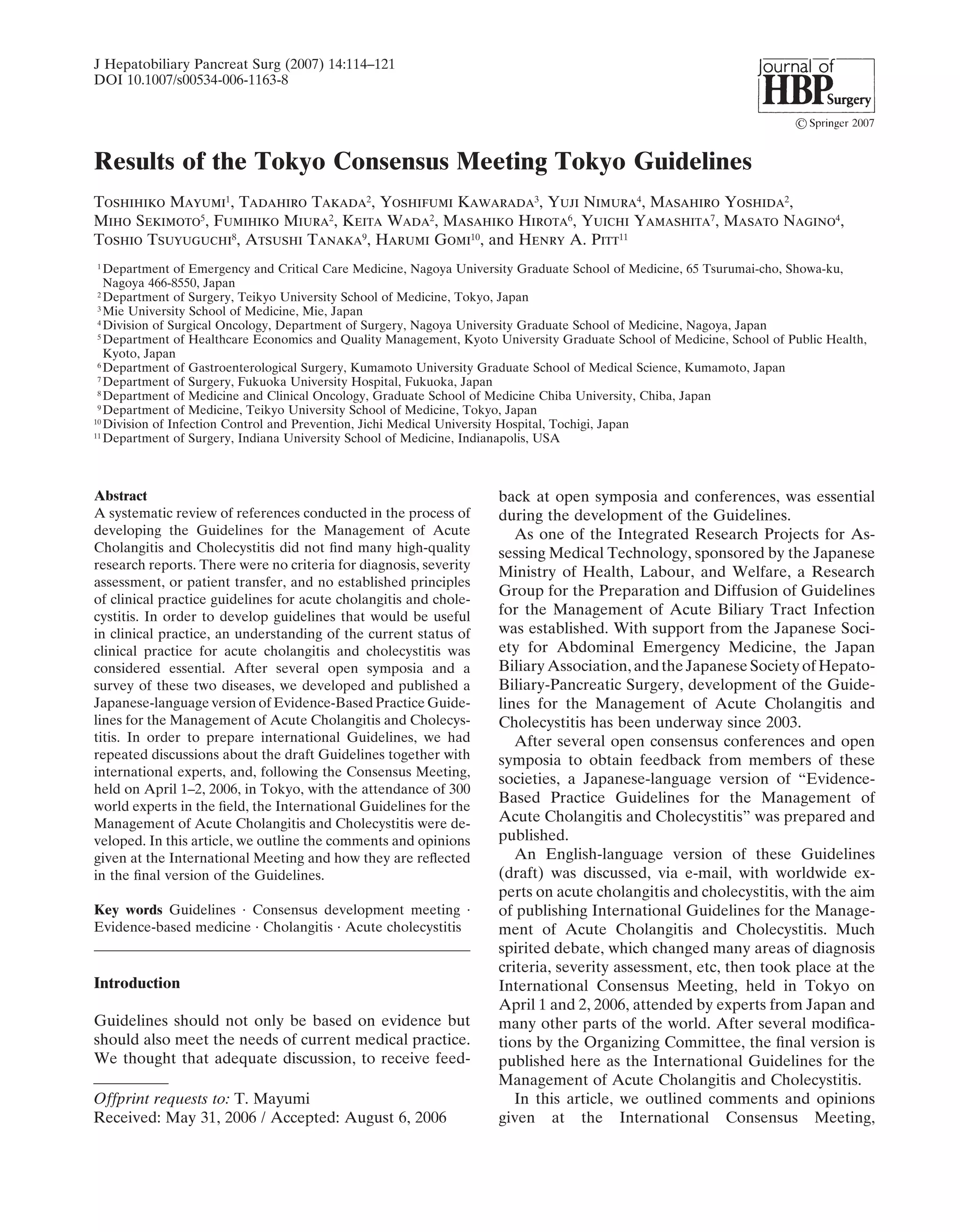 Cho Guidelines.pdf Tokyo guidelines for cholangitis and cholecystitis | PDF