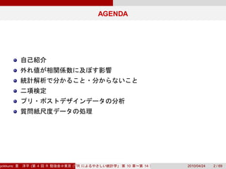 AGENDA




yokkuns:   (   4   R   (Tokyo.R#04))
                          R                 10   14   2010/04/24   2 / 69
 