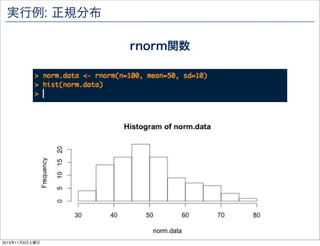 実行例: 正規分布
rnorm関数

2013年11月9日土曜日

 