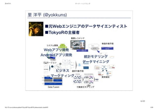 2014/5/31 データ・ハンドリング
file:///Users/yokkuns/github/TokyoR/TokyoR39/yokkuns/index.html#49 4/48
4/49
 