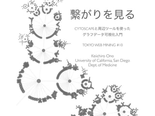 CYTOSCAPE



    TOKYO WEB MINING #10


          Keiichiro Ono
University of California, San Diego
        Dept. of Medicine
 