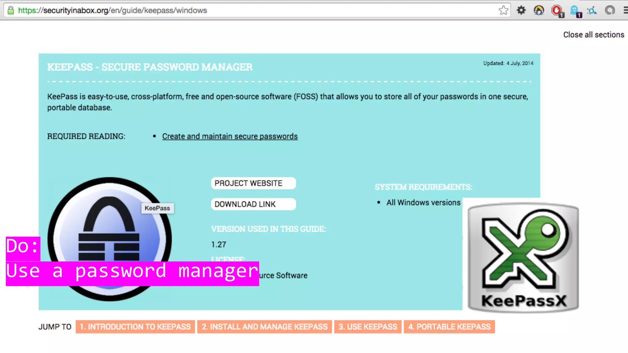 Do:
Use a password manager
 