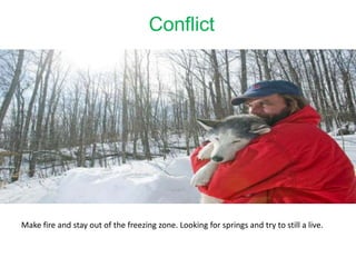 Conflict




Make fire and stay out of the freezing zone. Looking for springs and try to still a live.
 