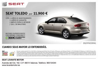 Promoción Seat Toledo por 11.900€ + 300€ de carburante de regalo