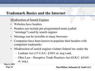 Copyright Law and Trademark Law in Cyberspace | PPT