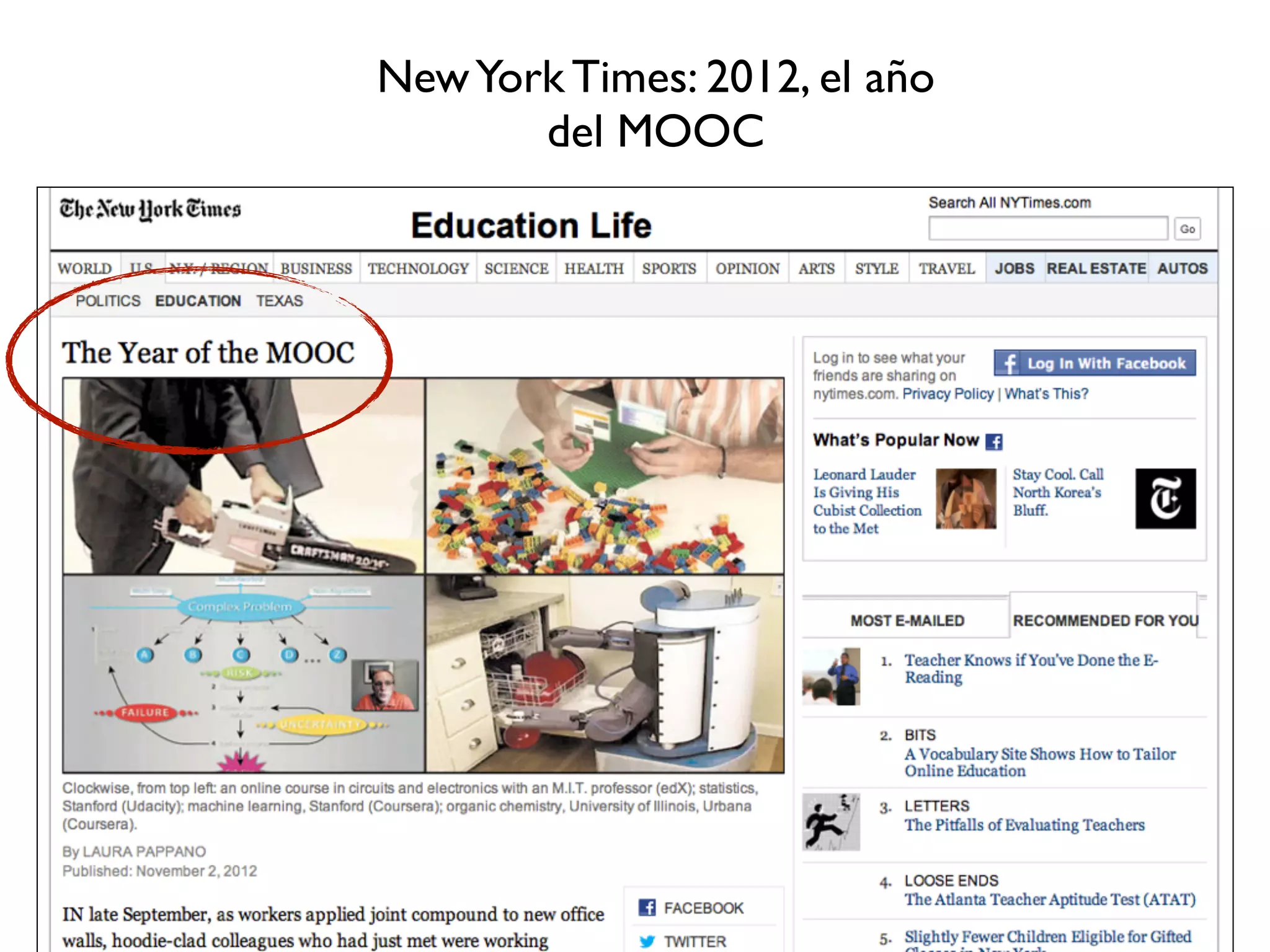 NewYork Times: 2012, el año
del MOOC
 