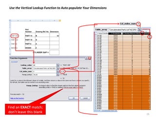 Use the Vertical Lookup Function to Auto-populate Your Dimensions Find an  EXACT  match; don’t leave this blank 