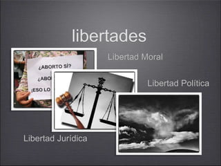 libertades
Libertad Moral
Libertad Jurídica
Libertad Política
 