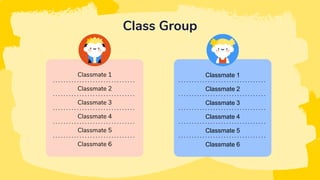 Class Group
Classmate 1
Classmate 2
Classmate 3
Classmate 4
Classmate 5
Classmate 6
Classmate 1
Classmate 2
Classmate 3
Classmate 4
Classmate 5
Classmate 6
 