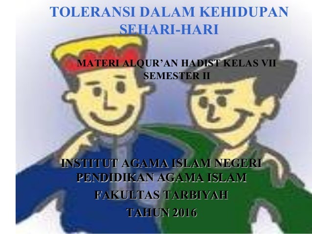 Toleransi Dalam Kehidupan Sehari Hari