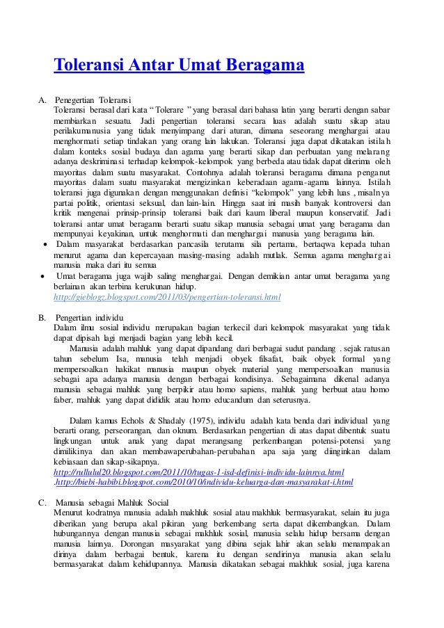 Contoh Berita Toleransi Antar Umat Beragama Barisan Contoh