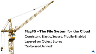 MagFS –The File System for the Cloud
Consistent, Elastic, Secure, Mobile-Enabled
Layered on Object Stores
“Software-Defined”
 
