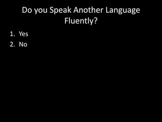 Do you Speak Another Language Fluently?YesNo